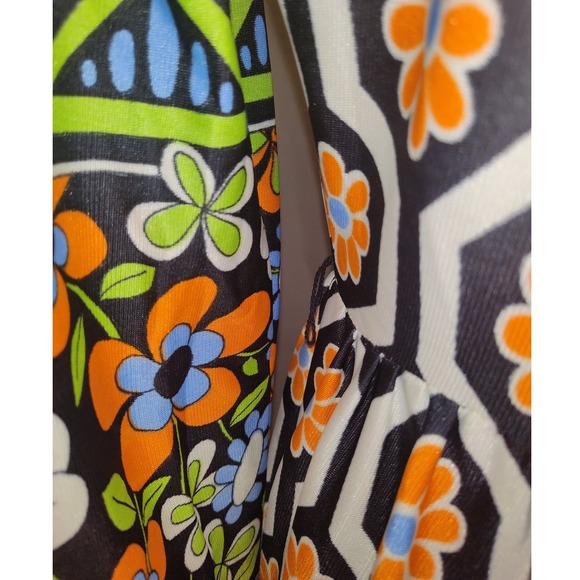 Vintage 60s Hobnobber Naturally Maxi Dress 70s Floral Geometric Long Sleeve - Picture 9 of 12
